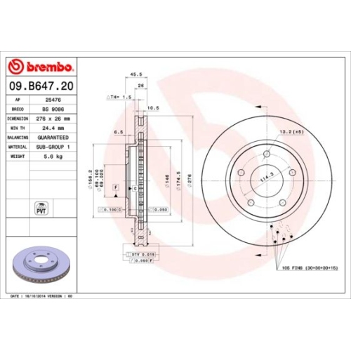 BREMBO Bremsscheibe PRIME LINE - UV Coated