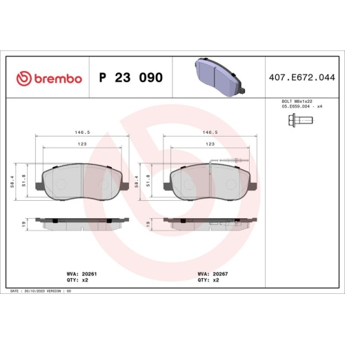 BREMBO Bremsbelagsatz, Scheibenbremse PRIME LINE