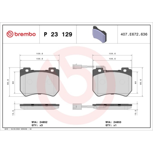 BREMBO Bremsbelagsatz, Scheibenbremse PRIME LINE