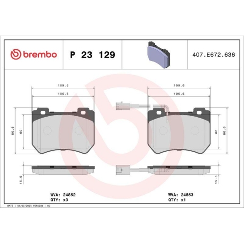 BREMBO Bremsbelagsatz, Scheibenbremse PRIME LINE