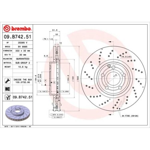 BREMBO Bremsscheibe PRIME LINE - UV Coated