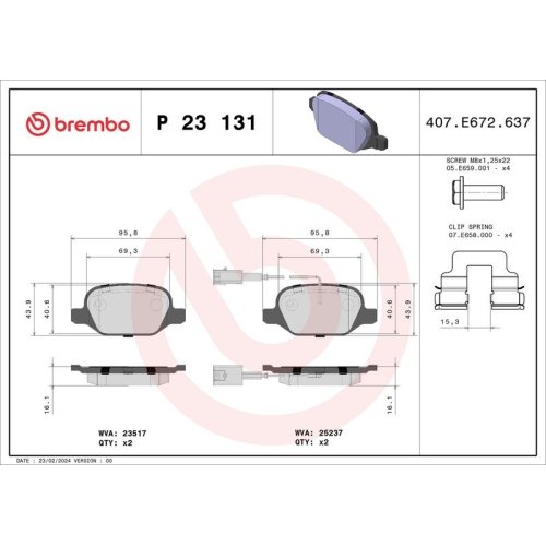 BREMBO Bremsbelagsatz, Scheibenbremse PRIME LINE