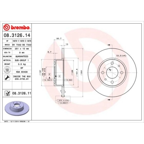 BREMBO Bremsscheibe PRIME LINE - UV Coated