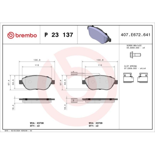 BREMBO Bremsbelagsatz, Scheibenbremse PRIME LINE