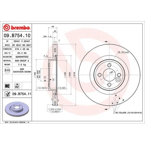 BREMBO Bremsscheibe PRIME LINE - UV Coated