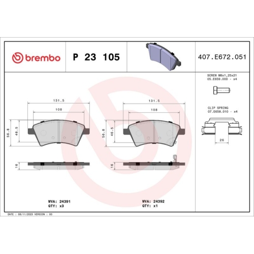 BREMBO Bremsbelagsatz, Scheibenbremse PRIME LINE