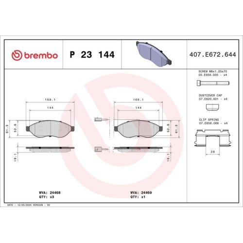 BREMBO Bremsbelagsatz, Scheibenbremse PRIME LINE