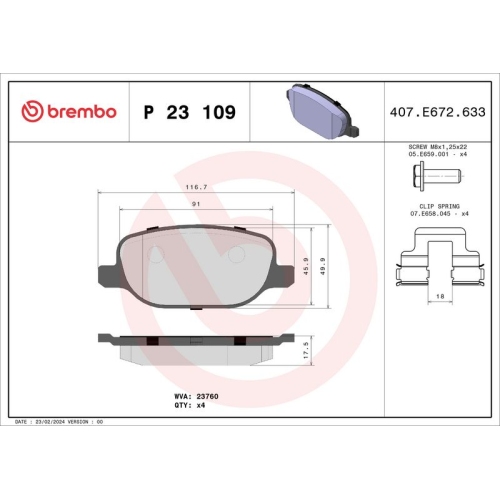 BREMBO Bremsbelagsatz, Scheibenbremse PRIME LINE