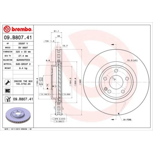 BREMBO Bremsscheibe PRIME LINE - UV Coated