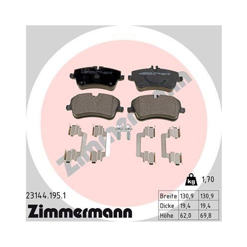 ZIMMERMANN Bremsbelagsatz, Scheibenbremse