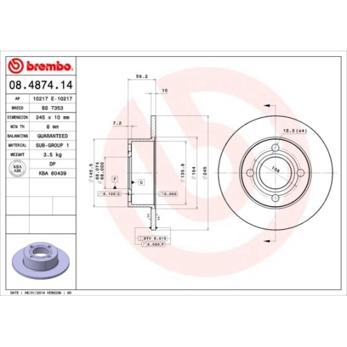 BREMBO Bremsscheibe PRIME LINE