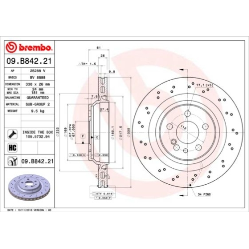 BREMBO Bremsscheibe PRIME LINE - UV Coated