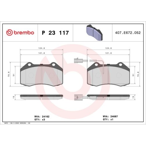 BREMBO Bremsbelagsatz, Scheibenbremse PRIME LINE