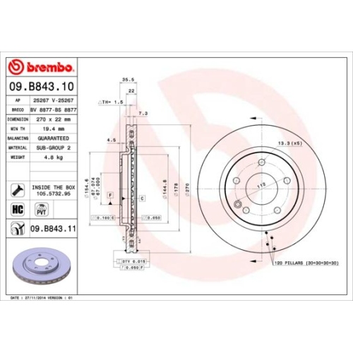 BREMBO Bremsscheibe PRIME LINE - UV Coated