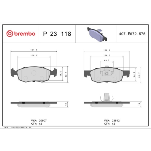 BREMBO Bremsbelagsatz, Scheibenbremse PRIME LINE