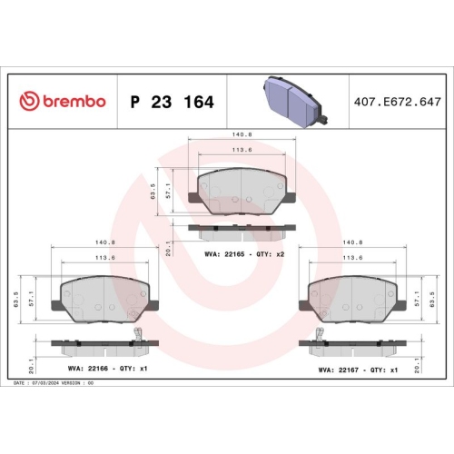 BREMBO Bremsbelagsatz, Scheibenbremse PRIME LINE