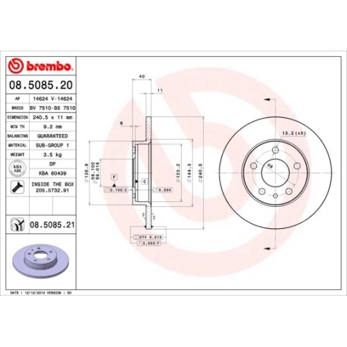 BREMBO Bremsscheibe PRIME LINE - UV Coated