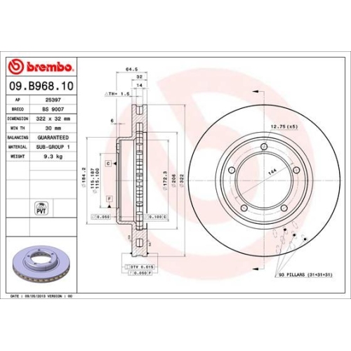 BREMBO Bremsscheibe PRIME LINE - UV Coated