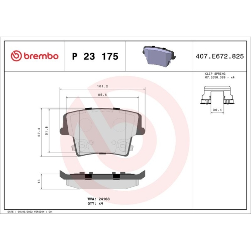 BREMBO Bremsbelagsatz, Scheibenbremse PRIME LINE