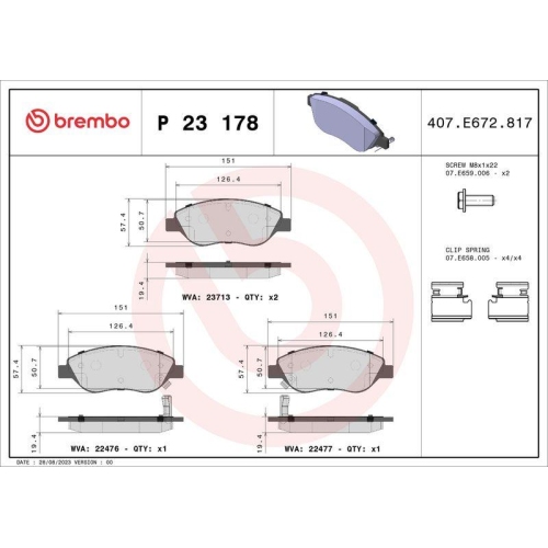 BREMBO Bremsbelagsatz, Scheibenbremse PRIME LINE