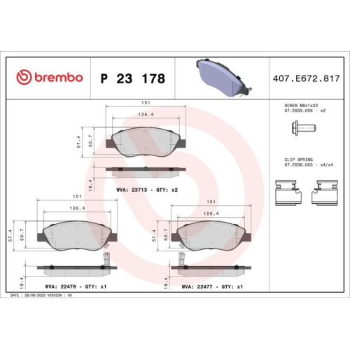 BREMBO Bremsbelagsatz, Scheibenbremse PRIME LINE