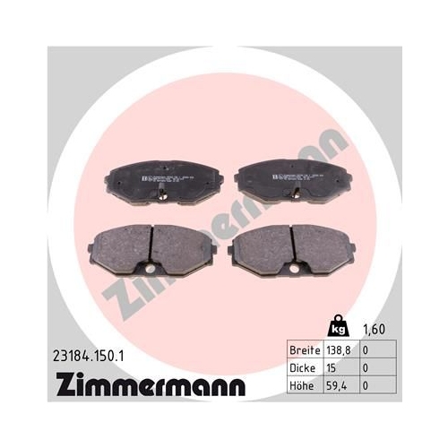 ZIMMERMANN Bremsbelagsatz, Scheibenbremse