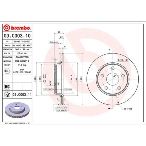 BREMBO Bremsscheibe PRIME LINE - UV Coated