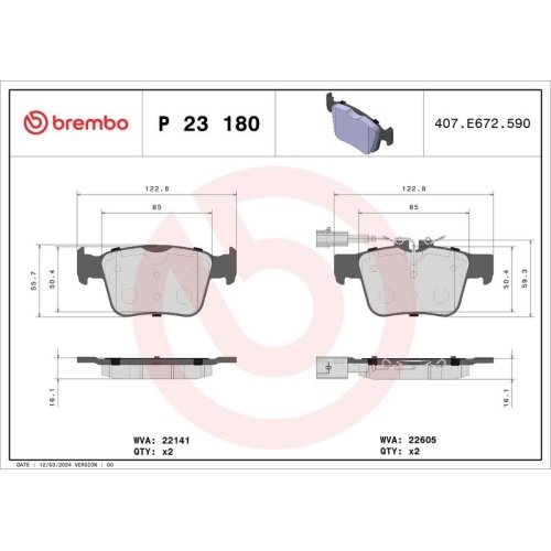 BREMBO Bremsbelagsatz, Scheibenbremse PRIME LINE