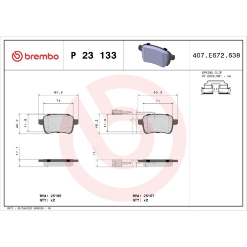 BREMBO Bremsbelagsatz, Scheibenbremse PRIME LINE