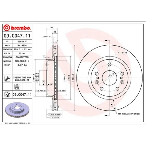 BREMBO Bremsscheibe PRIME LINE - UV Coated