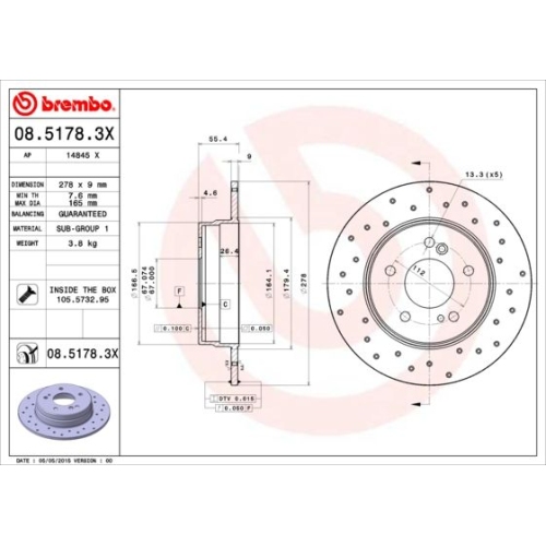 BREMBO Bremsscheibe XTRA LINE - Xtra