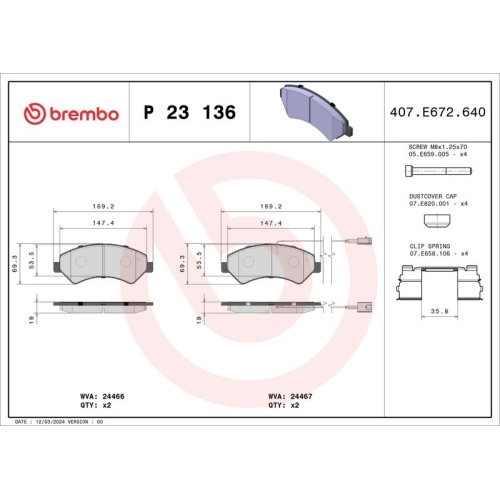 BREMBO Bremsbelagsatz, Scheibenbremse PRIME LINE