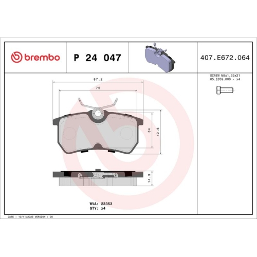 BREMBO Bremsbelagsatz, Scheibenbremse PRIME LINE