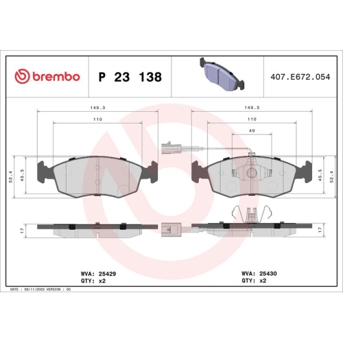 BREMBO Bremsbelagsatz, Scheibenbremse PRIME LINE