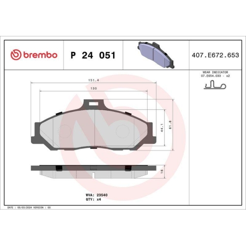 BREMBO Bremsbelagsatz, Scheibenbremse PRIME LINE