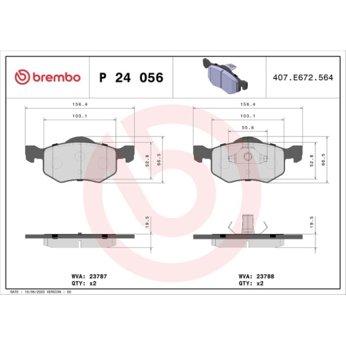 BREMBO Bremsbelagsatz, Scheibenbremse PRIME LINE