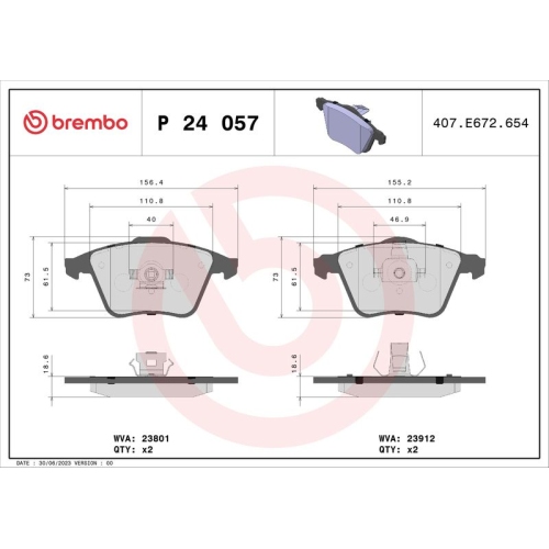 BREMBO Bremsbelagsatz, Scheibenbremse PRIME LINE