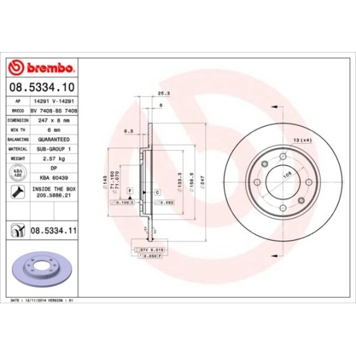 BREMBO Bremsscheibe PRIME LINE - UV Coated