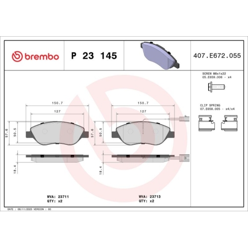 BREMBO Bremsbelagsatz, Scheibenbremse PRIME LINE