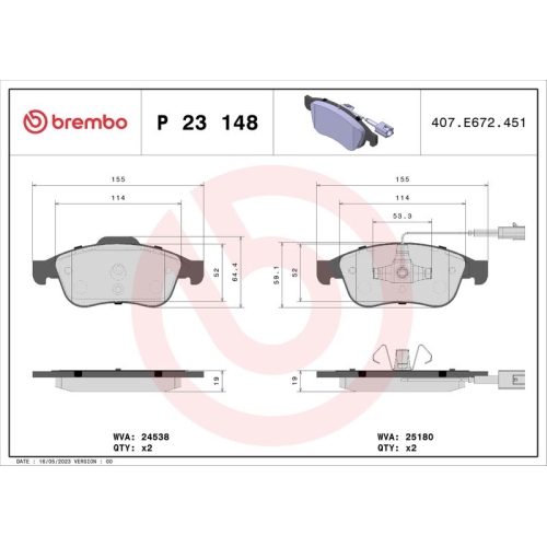 BREMBO Bremsbelagsatz, Scheibenbremse PRIME LINE