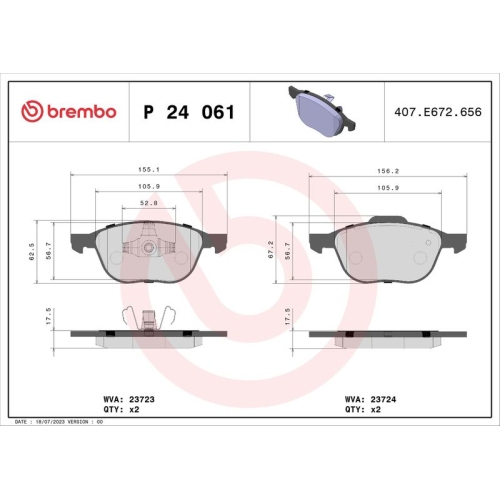 BREMBO Bremsbelagsatz, Scheibenbremse PRIME LINE