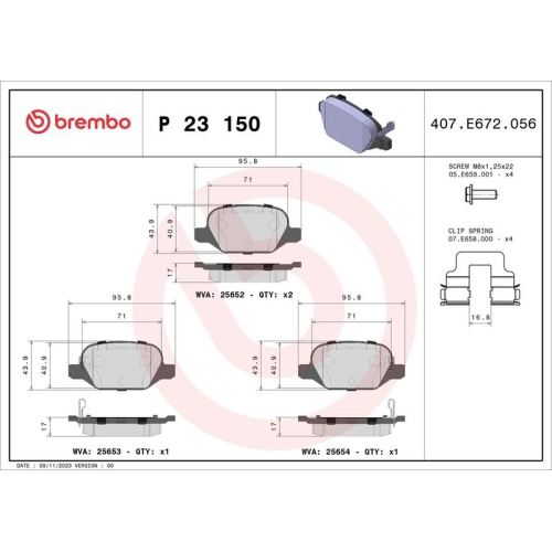 BREMBO Bremsbelagsatz, Scheibenbremse PRIME LINE