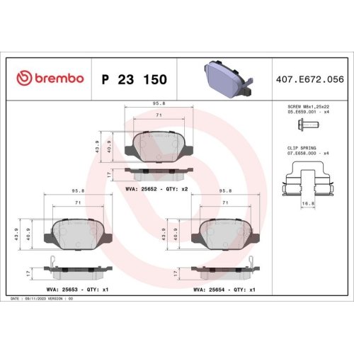 BREMBO Bremsbelagsatz, Scheibenbremse PRIME LINE