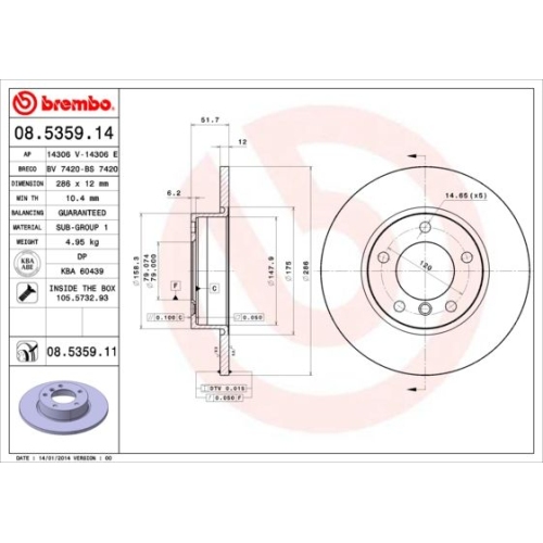 BREMBO Bremsscheibe PRIME LINE - UV Coated