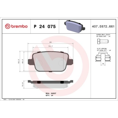 BREMBO Bremsbelagsatz, Scheibenbremse PRIME LINE