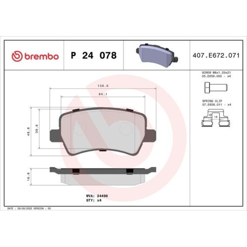 BREMBO Bremsbelagsatz, Scheibenbremse PRIME LINE