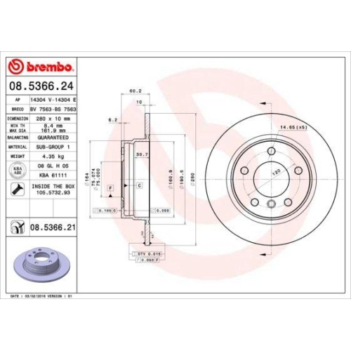 BREMBO Bremsscheibe PRIME LINE - UV Coated