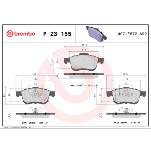 BREMBO Bremsbelagsatz, Scheibenbremse PRIME LINE