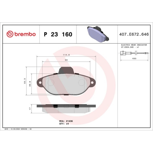 BREMBO Bremsbelagsatz, Scheibenbremse PRIME LINE