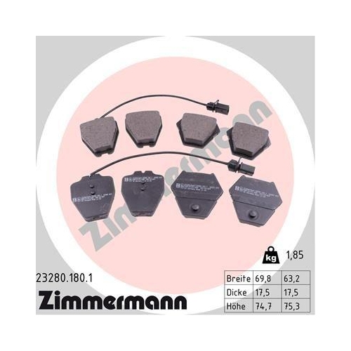 ZIMMERMANN Bremsbelagsatz, Scheibenbremse